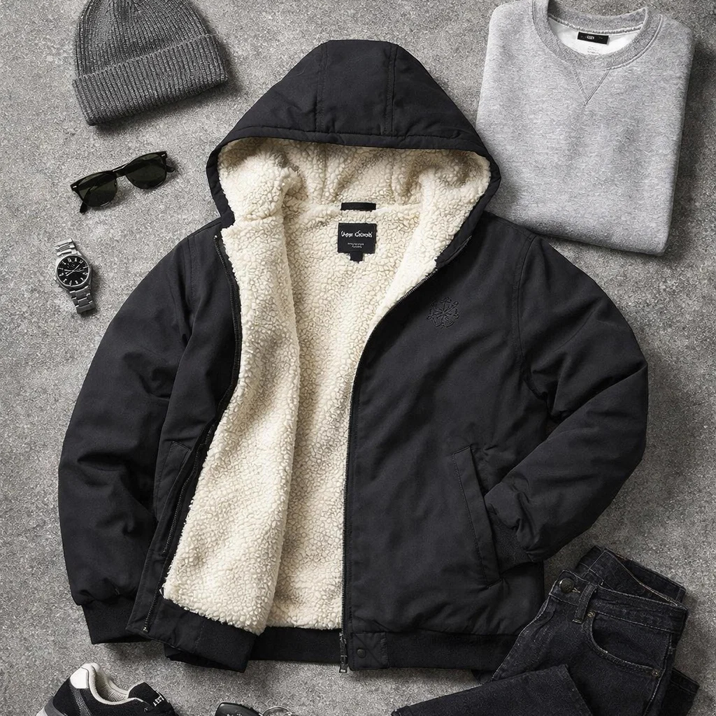 سوییشرت مردانه مشکی داخل تمام خز مدل adidas-مشکی