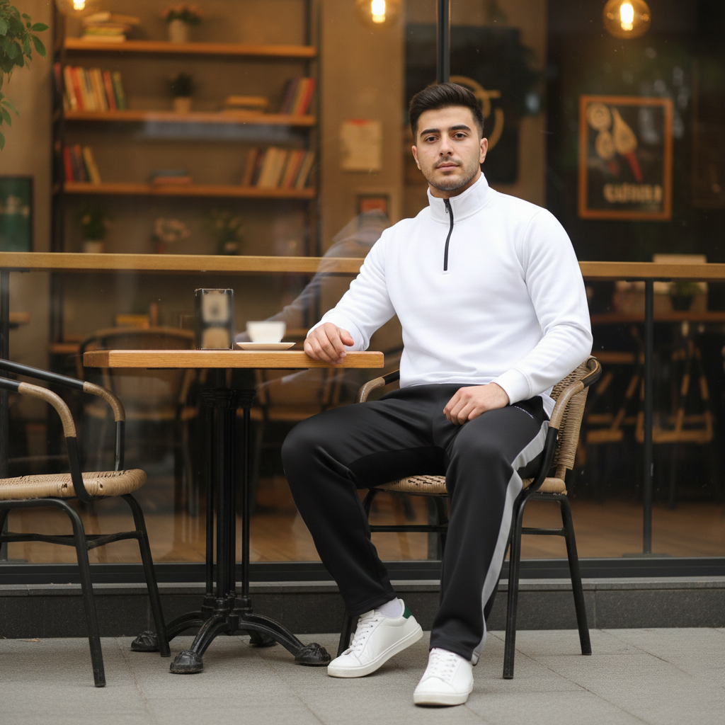 پکیج ست مردانه دورس نیم زیپ و شلوار بنگال Mehrab