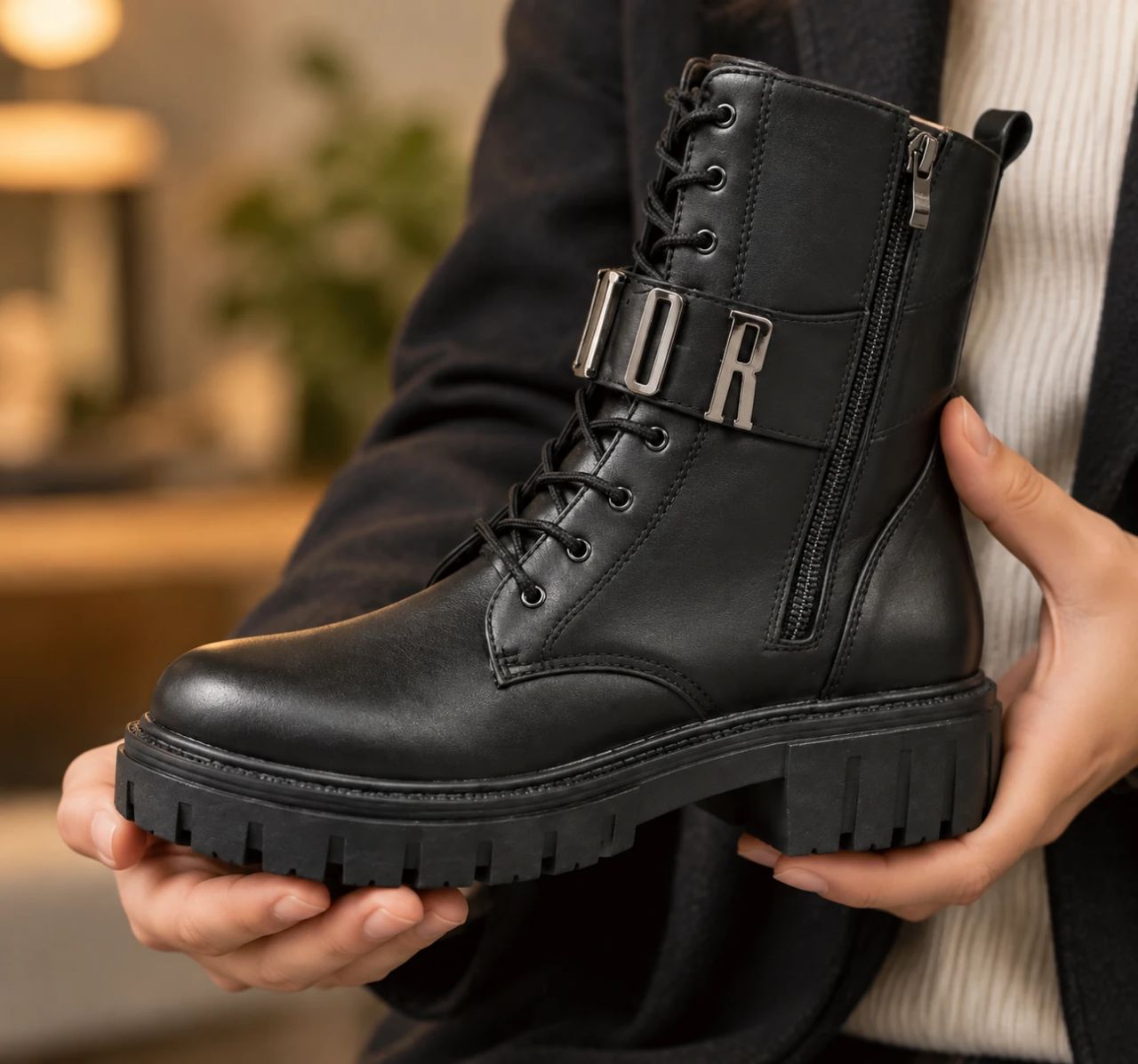 نیم بوت زنانه بندی زیپی مدل DIOR